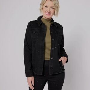 Brand new Isaac Mizrahi black denim jacket with embellishment